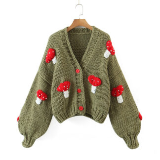 Toadstool Mushroom Knit Cardigan Sweater Jumper
