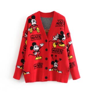 Cartoon Animation Mickey Mouse Knit Cardigan Sweater Jumper