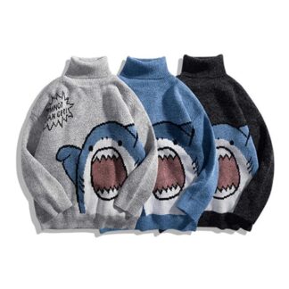 Shark Turtleneck Knit Sweater Jumper