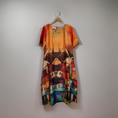 Satin Town Landscape A Line Dress - Image 3