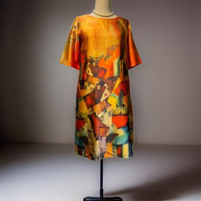 Satin Town Landscape A Line Dress - Image 2