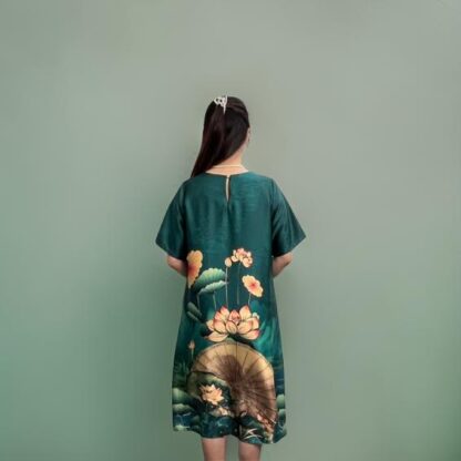 Elegant Lotus Flower A Line Dress - Image 3