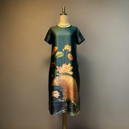 Elegant Lotus Flower A Line Dress - Image 5