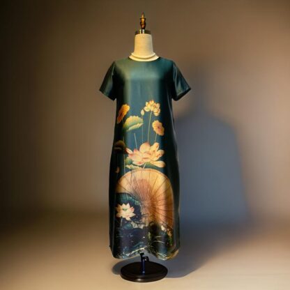 Elegant Lotus Flower A Line Dress - Image 4