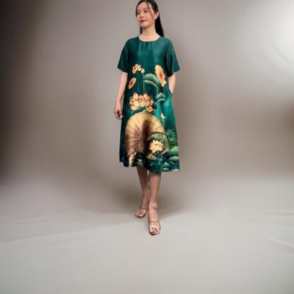 Elegant Lotus Flower A Line Dress - Image 2