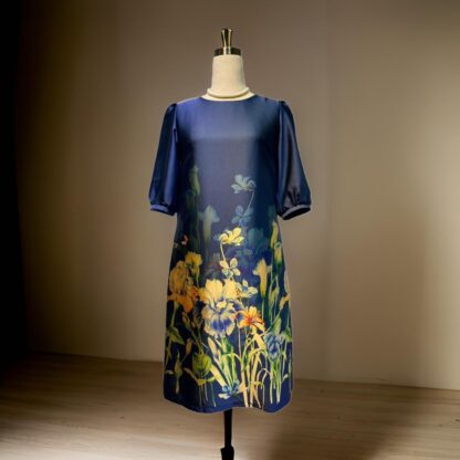 Elegant Flower Blue A Line Dress - Image 3