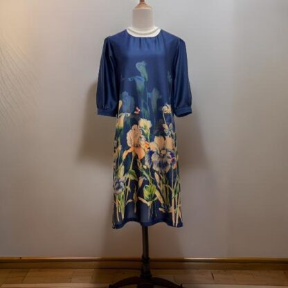 Elegant Flower Blue A Line Dress - Image 2