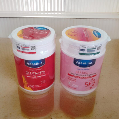 2x Vaseline Gluta HYA Skin Whitening Pro Age Restore + SPF50 Serum Burst Lotion - Image 2